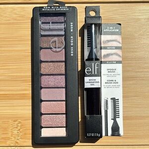 Brand New ELF Rose Gold Nude Eyeshadow Palette Shimmer & Brow Laminating Gel